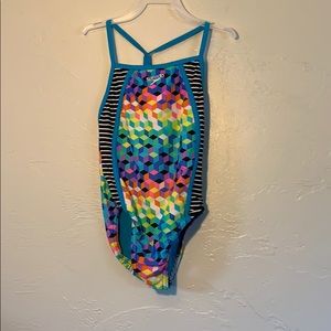 Girls Speedo Rainbow 3D Swimsuit Size 7/8